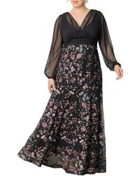Kiyonna - Plus Size Isabella Embroidered Mesh Formal Gown - Lyst