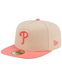 KTZ - Light Beige/coral Philadelphia Phillies Two-tone Color Pack A-frame 59fifty Fitted Hat - Lyst