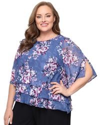 Alex Evenings - Plus Size 3/4-sleeve Chiffon Top - Lyst
