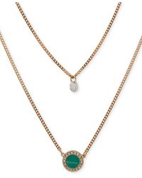 DKNY - Gold-tone Cubic Zirconia & Pave Color Inlay Layered Pendant Necklace - Lyst