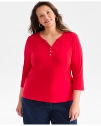 Style & Co. - Plus Size 3/4-sleeve Cotton Henley Top - Lyst