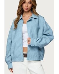 Edikted - Oversized Washed Faux Leather Jacket - Lyst