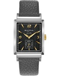 Bulova - Frank Sinatra My Way Gray Leather Strap Watch - Lyst