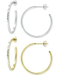Giani Bernini - 2-pc. Set Textured Medium Hoop Earrings - Lyst