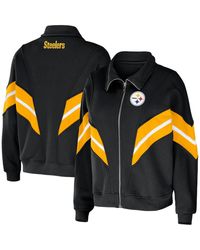 WEAR by Erin Andrews - Pittsburgh Steelers Plus Size Yarn Dye Stripe Full-zip Jacket - Lyst