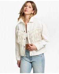 And Now This - Now This Fringe Trim Denim Jacket Macys Exclusive - Lyst