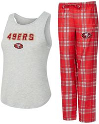 Concepts Sport - 2-piece Heather Gray/scarlet San Francisco 49ers Regulate Plaid Tank Top And Pants Sleep Set - Lyst