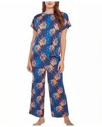 iCollection - Floral Microfiber Crop Pant And Top Pajama Set - Lyst