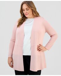 Anne Klein - Plus Size Montery Open-front Cardigan Sweater - Lyst