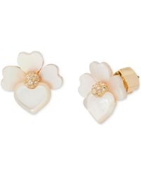 Kate Spade - Gold-tone Pave & Mother-of-pearl Pansy Stud Earrings - Lyst