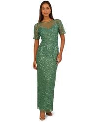 Adrianna Papell - Beaded Column Short-sleeve Dress - Lyst