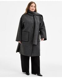 BCBGMAXAZRIA - Plus Size Button-front Edge-stitch Scarf Coat - Lyst