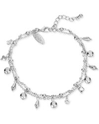Style & Co. Shaky Crystal & Bead Double-chain Ankle Bracelet, Created For Macy's - Metallic