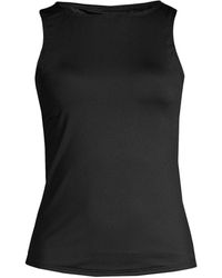 Lands' End - Plus Size Chlorine Resistant High Neck Upf 50 Sun Protection Modest Tankini Swimsuit Top - Lyst