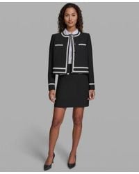 KARL LAGERFELD - Cropped Round Neck Jacket Button Front Long Sleeve Top Woven Mini Skirt - Lyst