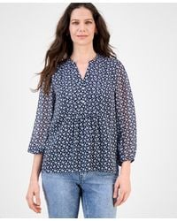 Nautica - Floral-print Pintucked Blouse - Lyst
