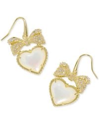 Kendra Scott - 14k Gold-plated Cubic Zirconia Bow & Mother-of-pearl Heart Drop Earrings - Lyst