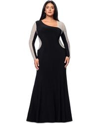 Xscape - Plus Size Two-tone One-shoulder Asymmetric Gown - Lyst