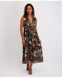 Siena Jewelry - V-neck Printed Striped Dress - Lyst