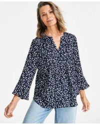 Style & Co. - Style Co Printed Pintuck Ruffle Sleeve Top Pp 4x Created For Macys - Lyst