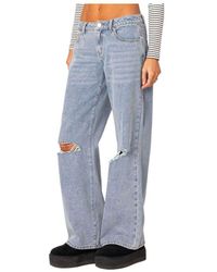 Edikted - Debbie Distressed Low Rise Jeans - Lyst
