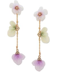 Lonna & Lilly - Gold-tone Pave & Ribbon Flower Linear Drop Earrings - Lyst