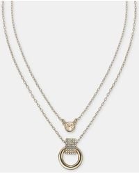 DKNY - Glass Crystal -tone 2 Row Ring Pendant Necklace - Lyst