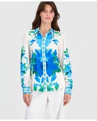 Tahari - Placed-floral Button-down Shirt - Lyst