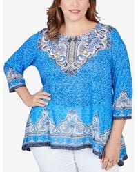 Ruby Rd. - Plus Size Embellished Scoop Neck Marrakesh Border Print Sublimation Knit Top - Lyst