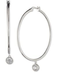 Ralph Lauren - Sterling Silver Cubic Zirconia Charm Hoop Earrings - Lyst