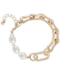 BCBGMAXAZRIA - Gold-tone Link And Pearl Bracelet - Lyst