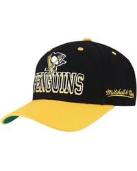 Mitchell & Ness - Black/gold Pittsburgh Penguins Backside Script Two-tone Pro Crown Adjustable Hat - Lyst