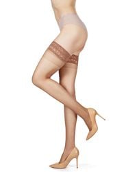 Memoi - Crystal Sheer Lace Top Thigh High Stockings Mm-110 - Lyst