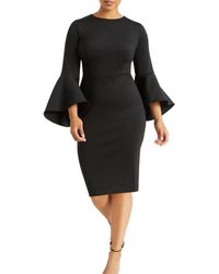 Eloquii - Plus Size Flare Sleeve Scuba Dress - Lyst