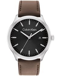 Calvin Klein - 3h Quartz Leather Strap Watch 43mm - Lyst