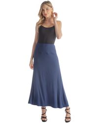 24seven Comfort Apparel - Petite Elastic Waist Solid Color Maxi Skirt - Lyst