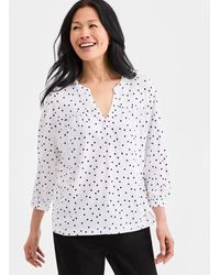 Style & Co. - Printed 3/4 Sleeve Split-neck Top - Lyst