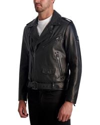 Karl Lagerfeld - White Label Slim Fit Studded Leather Asymmetrical Zip Front Biker Jacket - Lyst