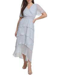 Kensie - Metallic Crinkle Tiered Maxi Dress - Lyst