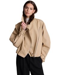 Kenneth Cole - Cropped Funnel-neck Windbreaker Jacket - Lyst