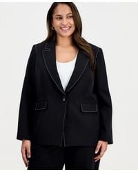 Tahari - Asl Plus Size Peak-lapel Single-button-front Long-sleeve Blazer - Lyst