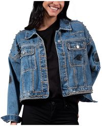 G-III 4Her by Carl Banks - Carolina Panthers First Finish Medium Denim Full-button Jacket - Lyst