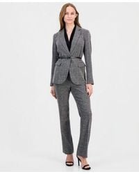 Anne Klein - Notched Collar Belted Jacket V Neck Sleeveless Knit Top Bootcut Pants - Lyst