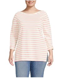 Lands' End - Plus Size Supima Cotton Adjustable 3/4 Sleeve Boatneck Tunic - Lyst