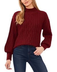 Cece - Cable-knit Mock Neck Bishop Sleeve Sweater - Lyst