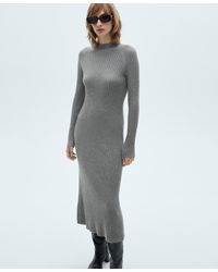 Mango - Perkins Collar Flared Knit Dress - Lyst