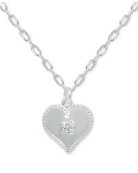 Giani Bernini - Cubic Zirconia Polished Heart Paperclip Link Pendant Necklace - Lyst