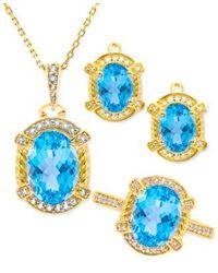 Macy's - 3 Pc. Set 9 1 2 Ct. T.w. Diamond 3 8 Ct. T.w. Pendant Necklace Earrings Ring In 18k Yellow Gold Plated Sterling Silver - Lyst