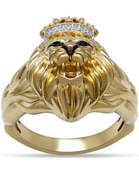 Macy's - White & Black Diamond Three-dimensional Lion & Crown King Ring (1/10 Ct. T.w.) - Lyst