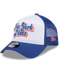 KTZ - White/royal New York Mets Throwback Team Foam Front A-frame Trucker 9forty Adjustable Hat - Lyst